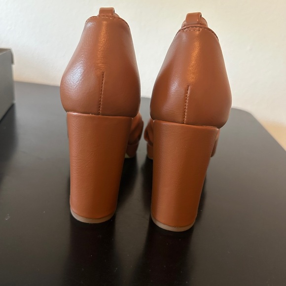 Loft Top Knot Platform Heels in Cognac - Picture 2 of 3